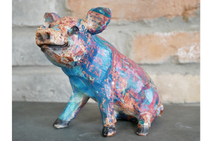 Colourful Paint splat Pig Ornament