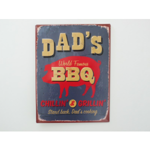 Dads BBQ chillin n grillin metal sign