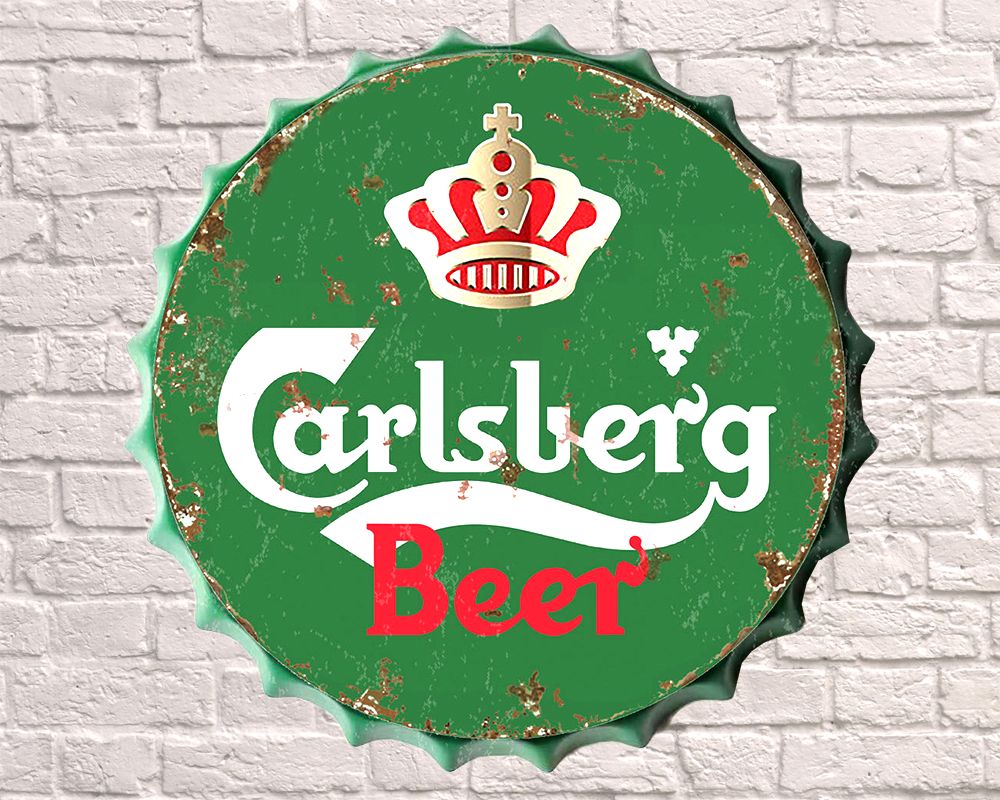  carlsberg giant metal hanging bottle top