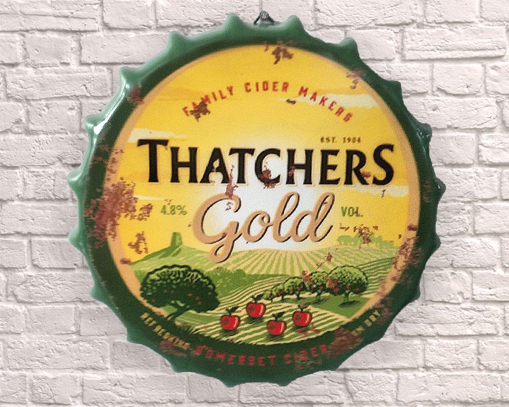 thatchers cider giant metal hanging bottle top