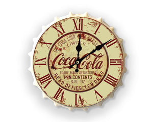 Coca Cola Cream Bottle top cap Clock 30cm