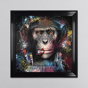 Monkey Artist 3D Liquid Art Sylvain Binet framed art