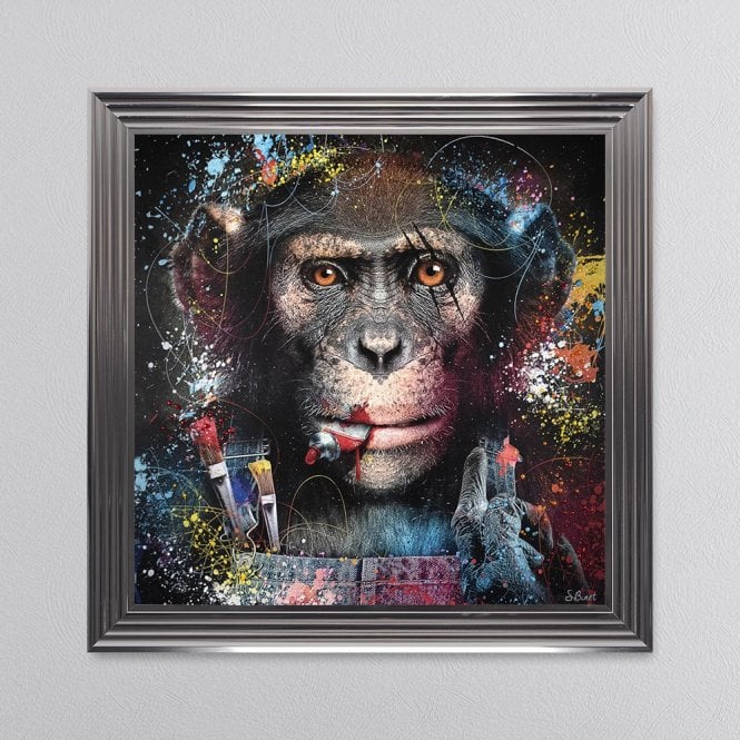 Monkey Artist 3D Liquid Art Sylvain Binet framed art
