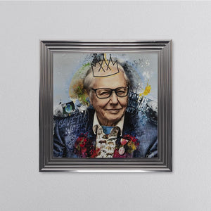 David Attenborough Framed Liquid Art Picture silver frame