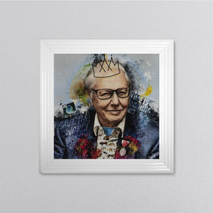 David Attenborough Framed Liquid Art Picture white