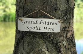 Grandchildren Spoilt Here Solid Wood Roped Sign