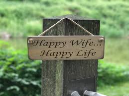 Happy Wife Happy Life Solid Wood Roped Sign