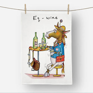 funny Eq-wine horse tea towel