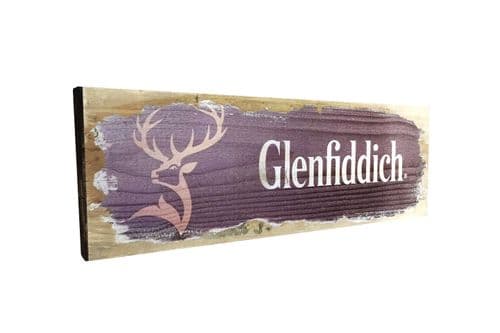 Glenfiddich Whiskey Aged Wooden Bar Sign Plaque