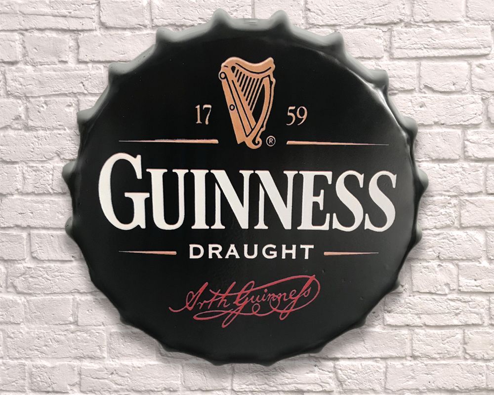 guinness giant metal hanging bottle top