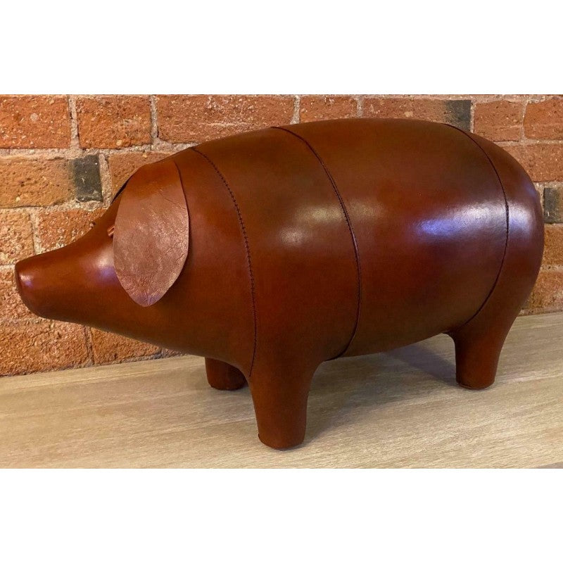 Leather Foot Stool - Pig