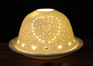 Heart Ceramic Tea Light Dome Candle