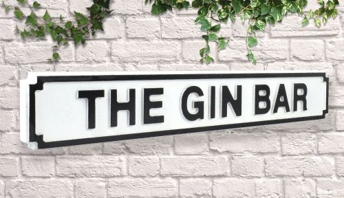 The Gin Bar Vintage style wooden street garden bar sign