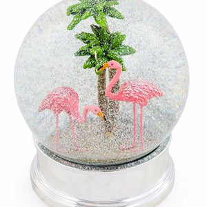 snow globe flamingo