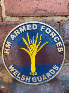 Welsh Guards HM Armed Forces Military Hand Painted Solid Cast Iron Wall Sign