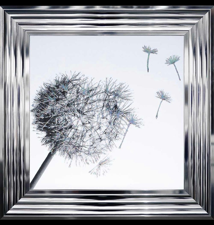 Swarovski Crystals Dandelion Liquid Framed Art