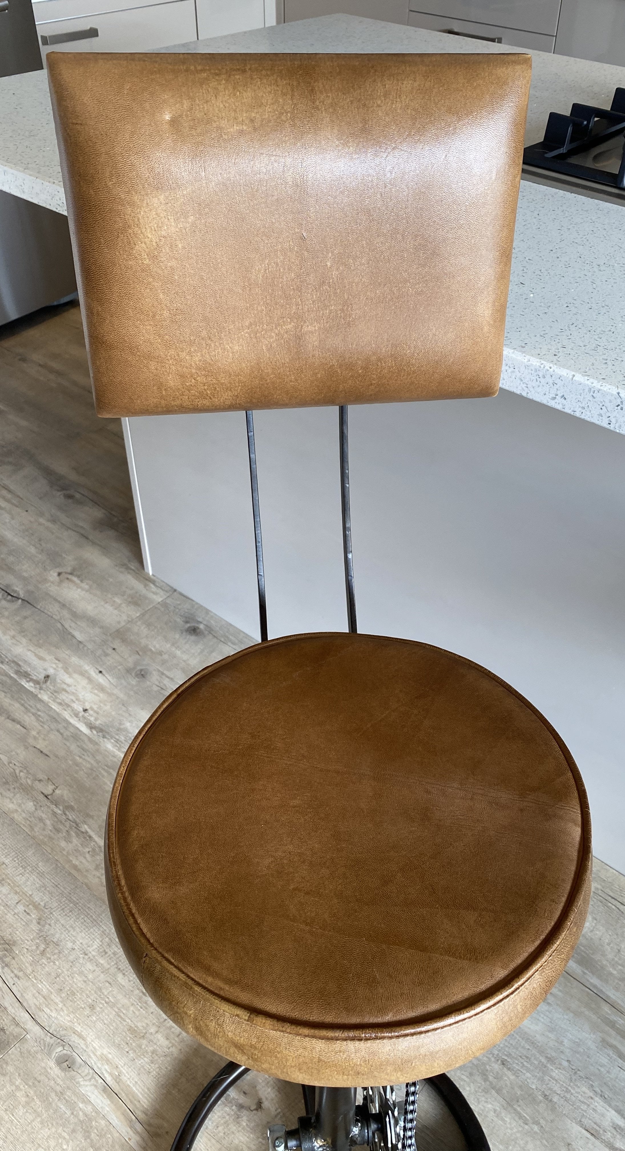 Leather Bicycle Bar Stool with back rest