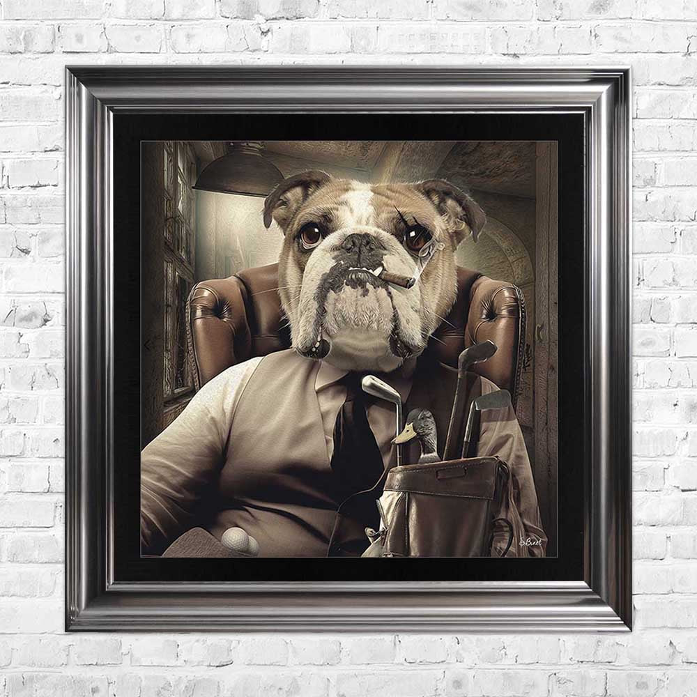 sylvain binet bulldog mafia framed art
