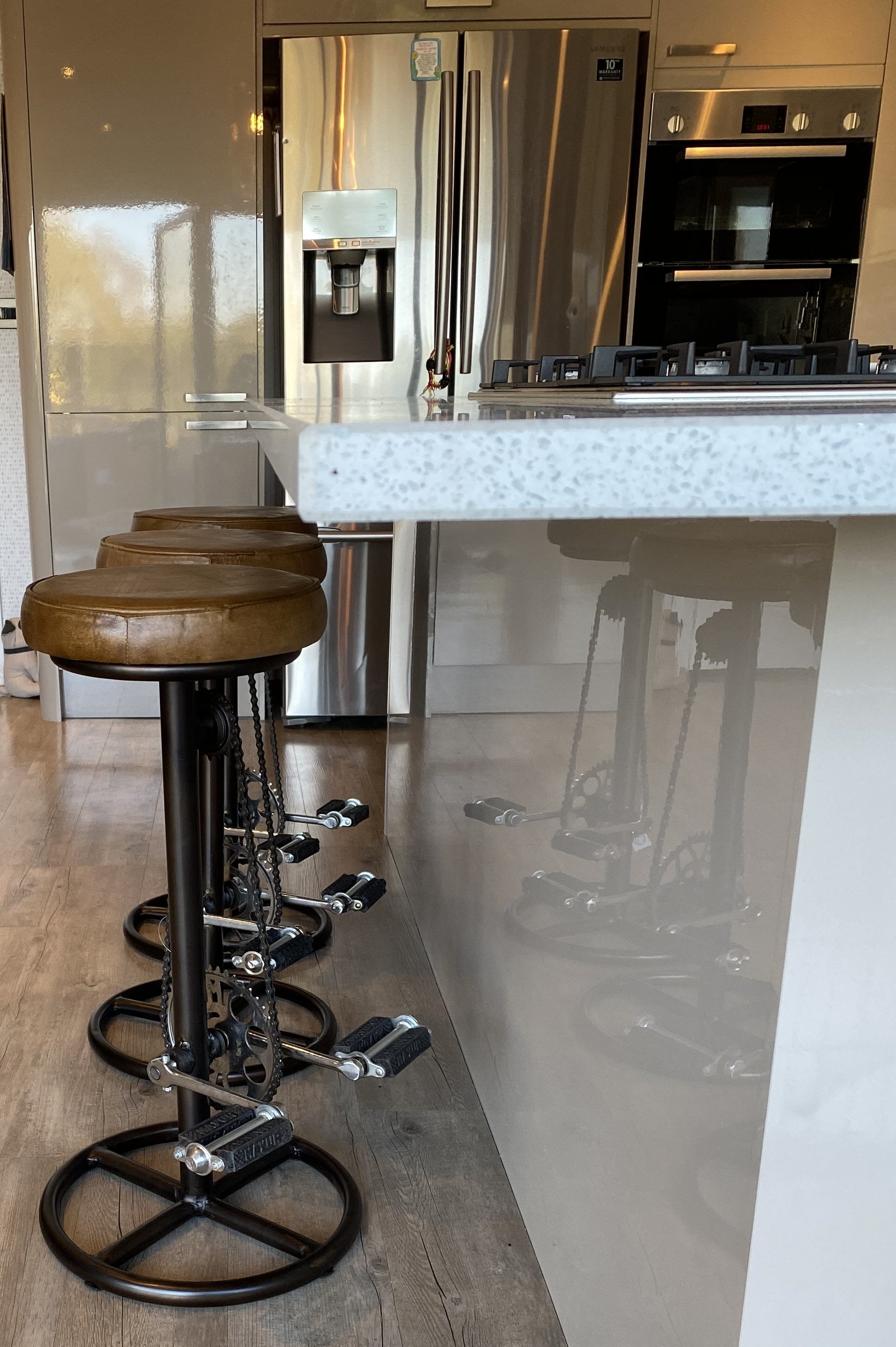 Quality Brown Leather Bicycle Bar pedal Stool