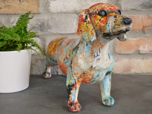 Colourful Paint splash sausage dog daschund Ornament