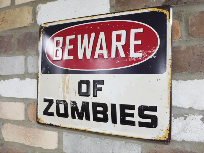 beware of zombies metal signs 