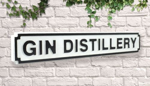 Gin distillery Vintage style wooden street garden bar sign