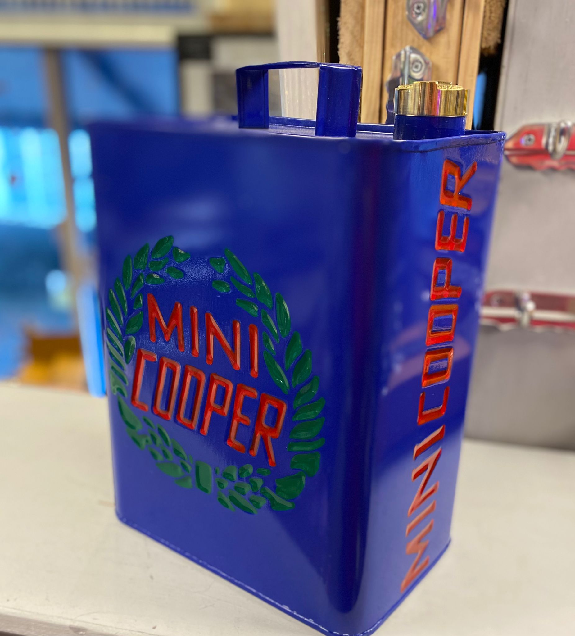 Hand Painted Mini Cooper Advertising Aluminium Oil Petrol Jerry can