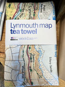Ordnance Survey Lynmouth Exmoor South West Tea Towel by weekend 365