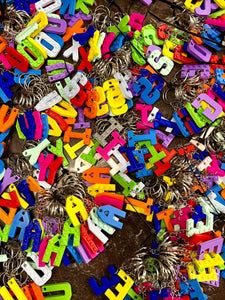Lego Compatible alphabet keyring  Choice of colours and letter Y, Z, HEART AND STAR (Free Postage)