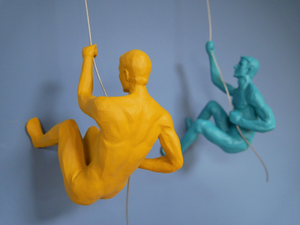 Coloured Wall hanging Climbing men Sculptures - SALE