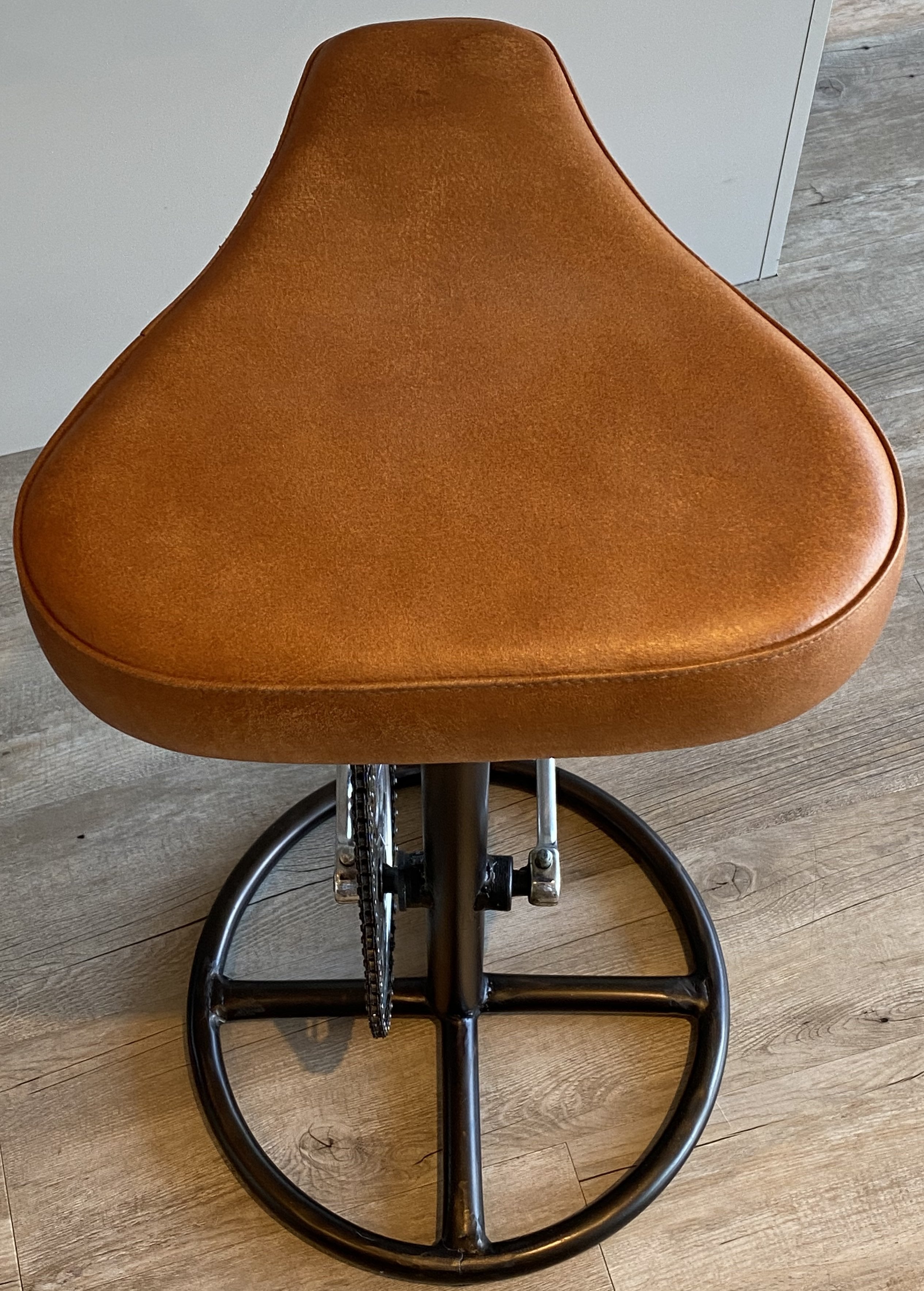 Brown Leather Bicycle saddle Bar Stool