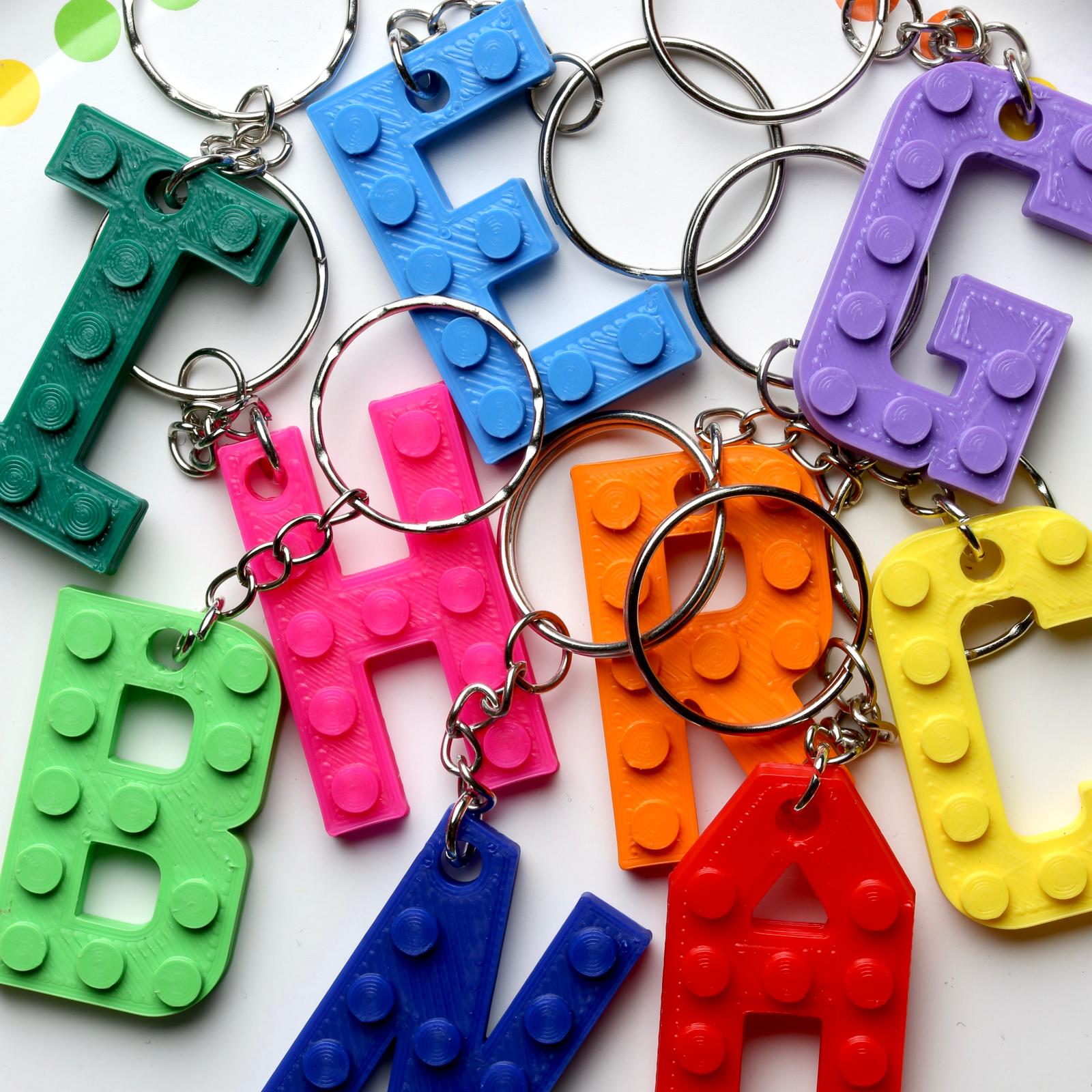 Lego Compatible alphabet keyring  Choice of colours and letter Y, Z, HEART AND STAR (Free Postage)