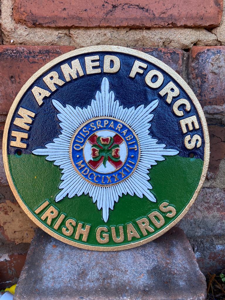 Irish Guards HM Armed Forces Military Hand Painted Solid Cast Iron Wall Sign