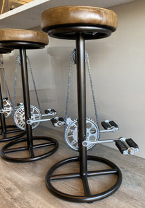 Quality Brown Leather Bicycle Bar pedal Stool