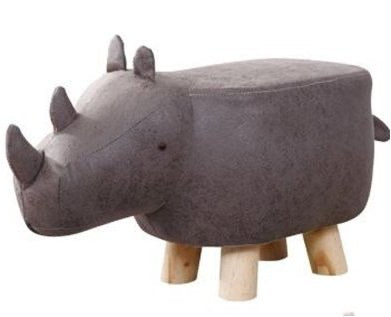 Faux leather suede animal footstool - Rhino Stool