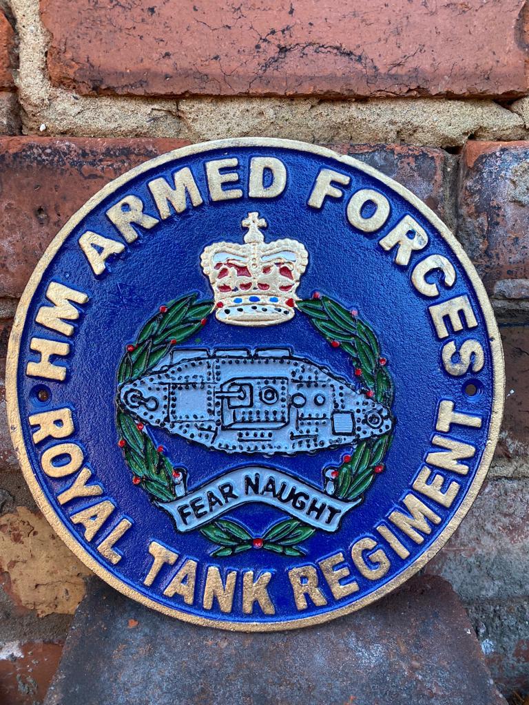 Royal Tank Regiment HM Armed Forces Military Hand Painted Solid Cast Iron Wall Sign