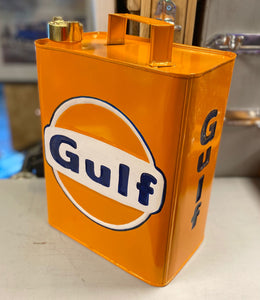 Retro Hand Painted Gulf Advertising Aluminium Oil Petrol Jerry can SALE