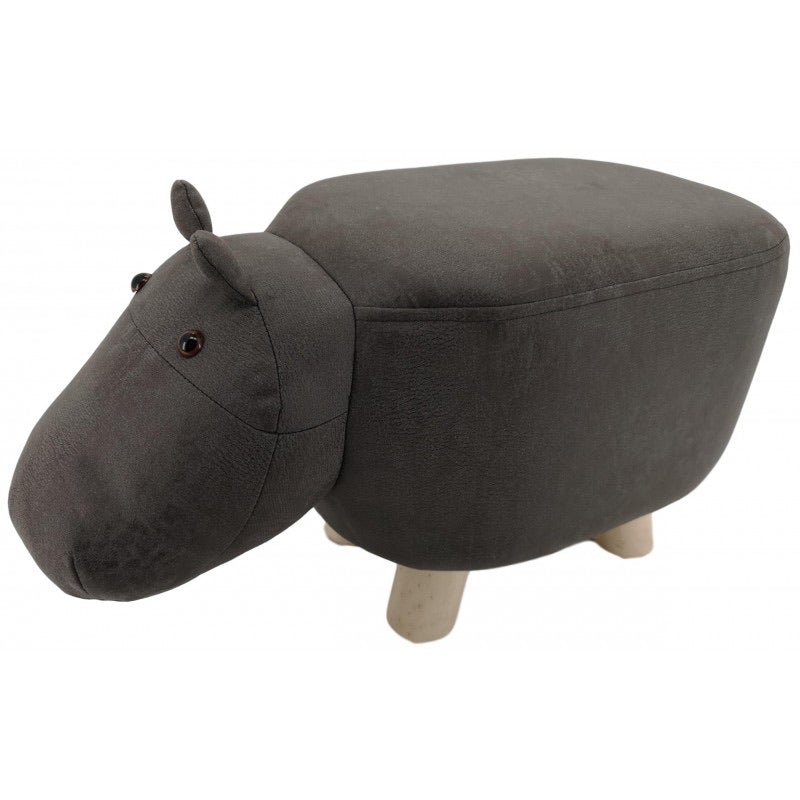 mini grey fabric hippo footstool