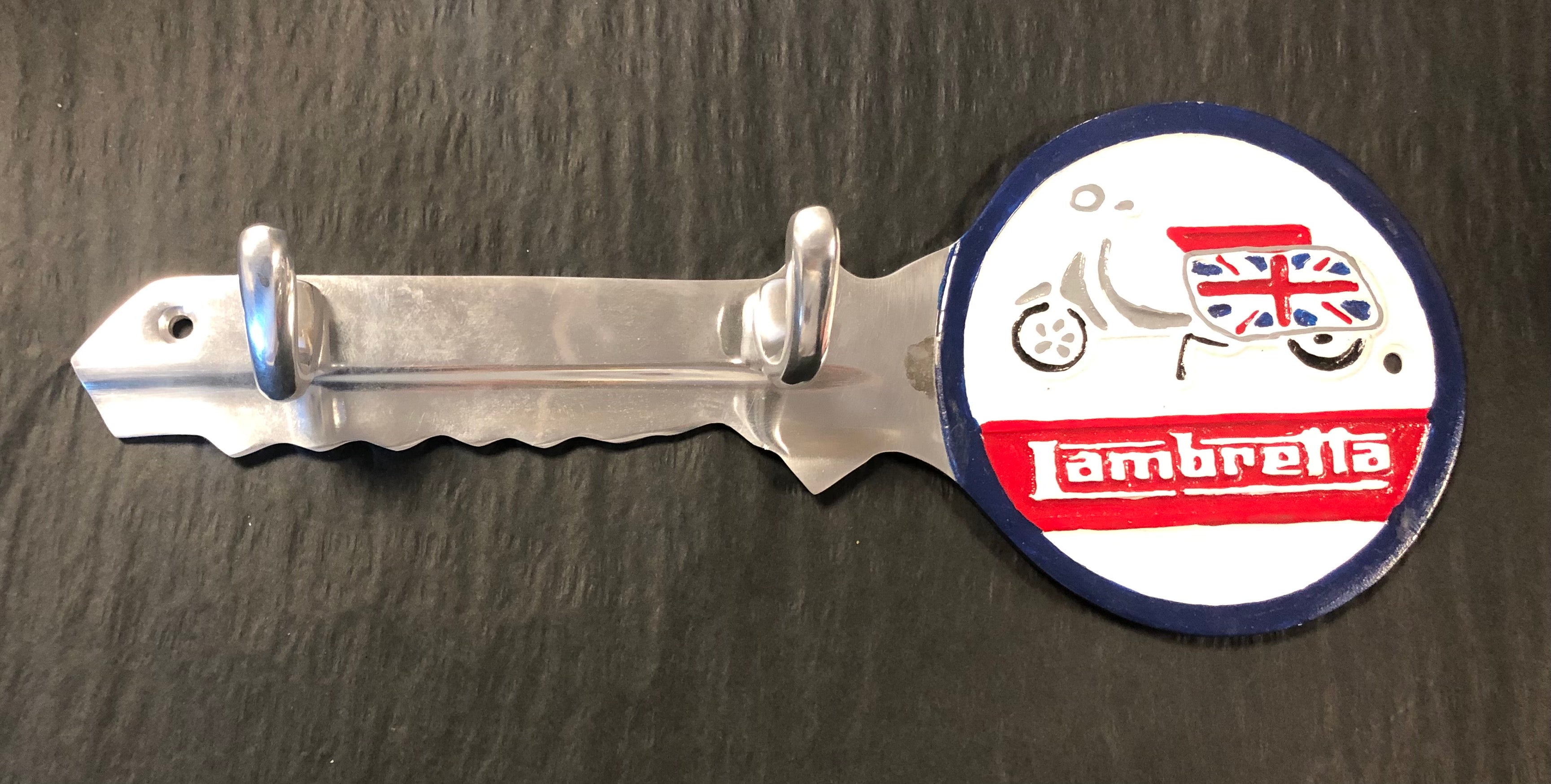 Lambretta / Vespa logo giant key aluminium hand painted coat hooks