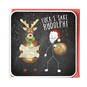 Fucks sake rudolf Christmas Card - Free Postage!