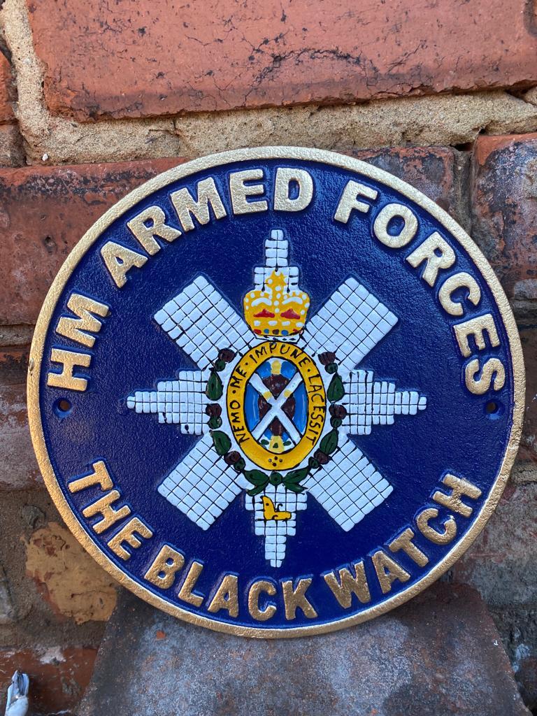 Black Watch HM Armed Forces Military Hand Painted Solid Cast Iron Wall Sign