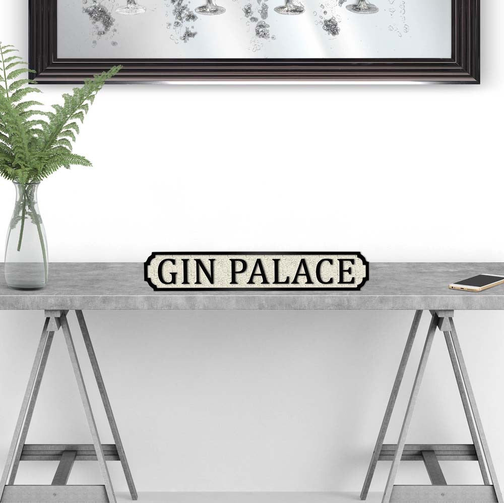 Gin Palace Wooden street road sign