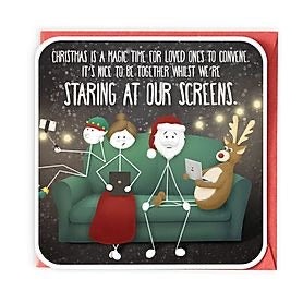 Family staring at their screens Christmas Card - Free Postage!