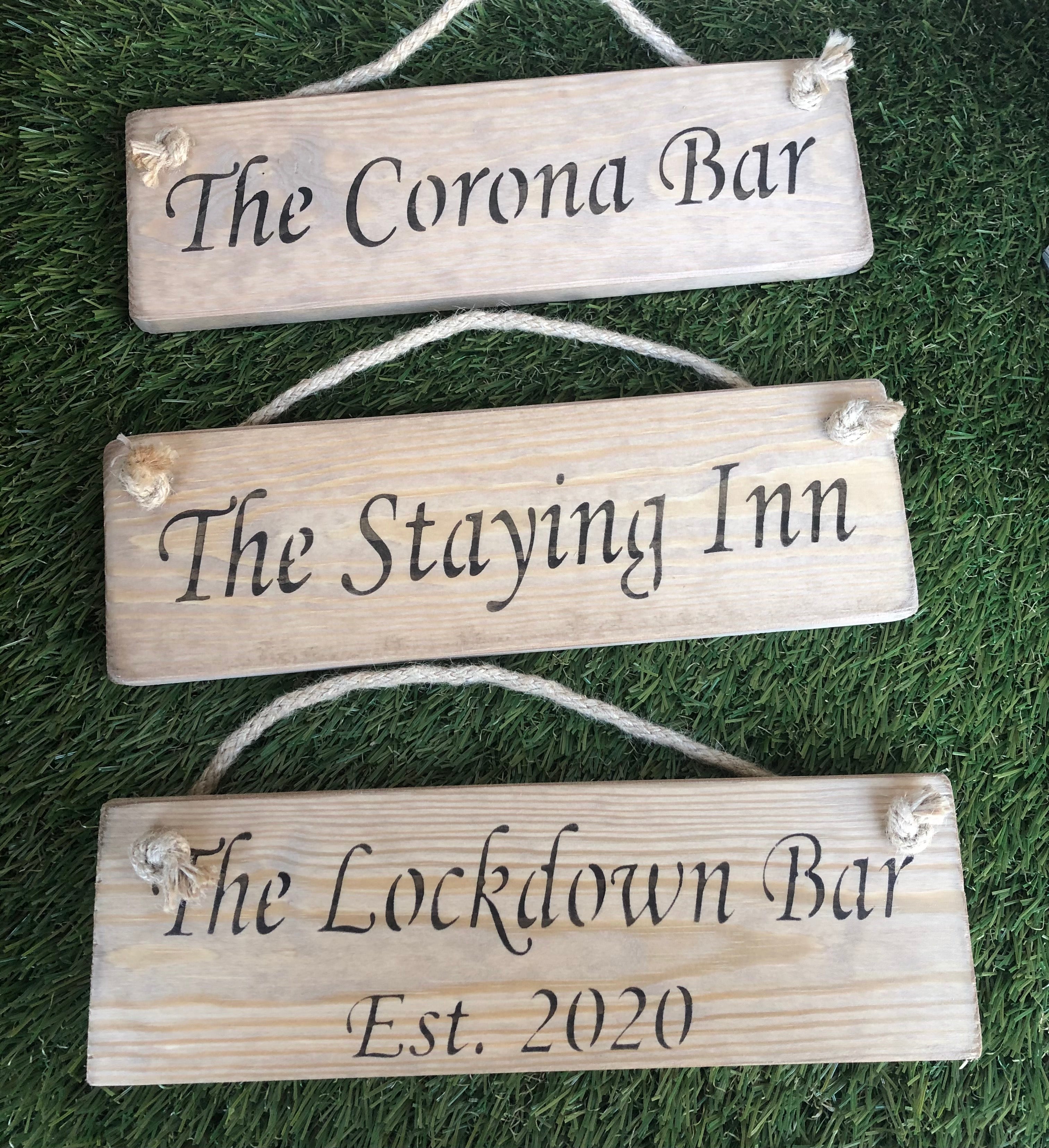 Home / Garden Bar Solid Wood Sign - choice of 3