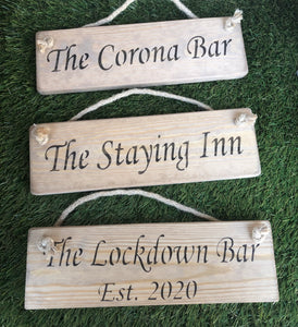 Home / Garden Bar Solid Wood Sign - choice of 3