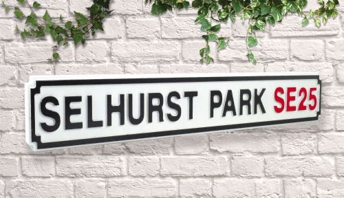 Crystal Palace Sellhurst Park Vintage wooden Road Street Sign