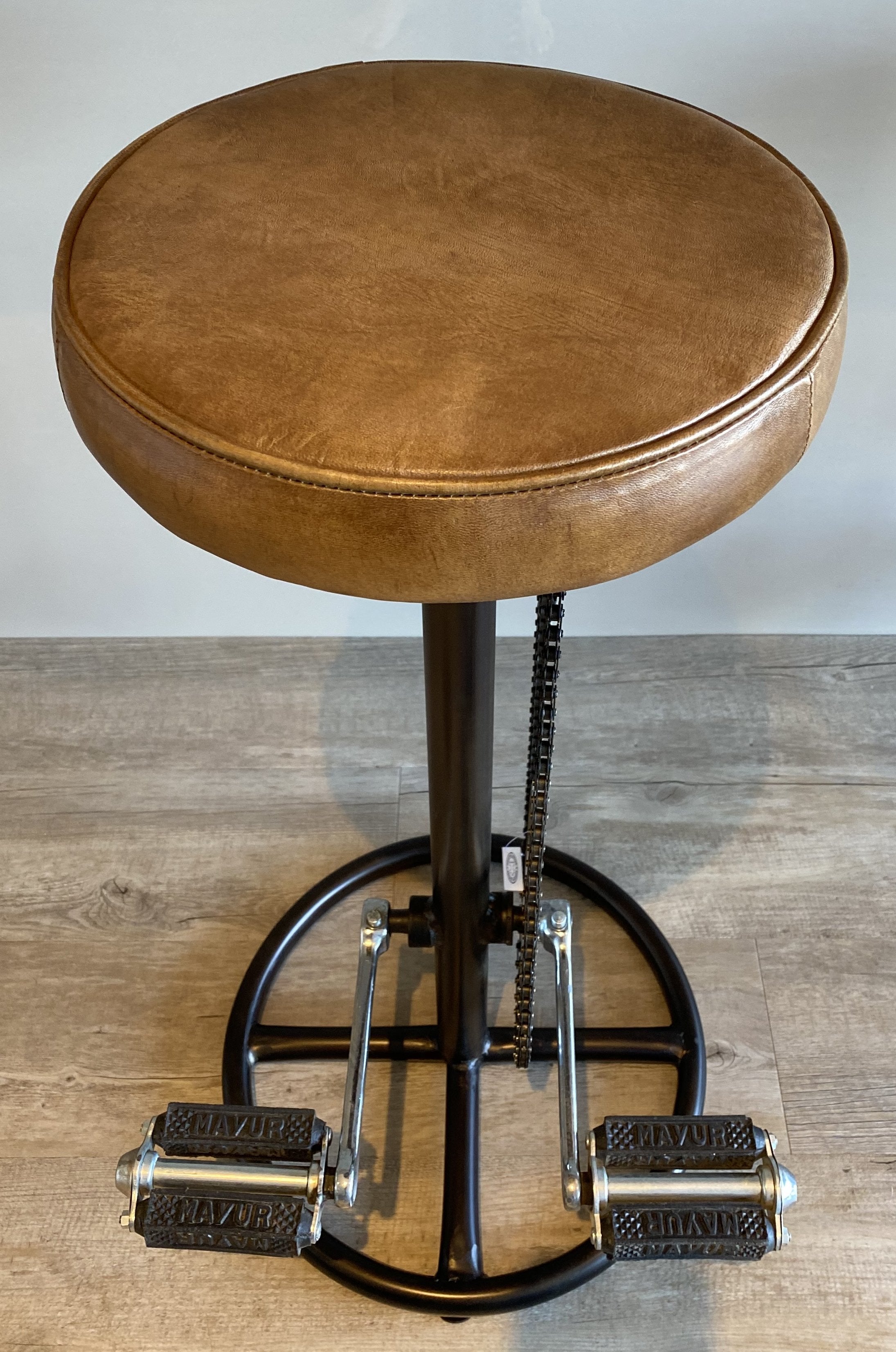Quality Brown Leather Bicycle Bar pedal Stool