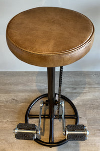 Quality Brown Leather Bicycle Bar pedal Stool