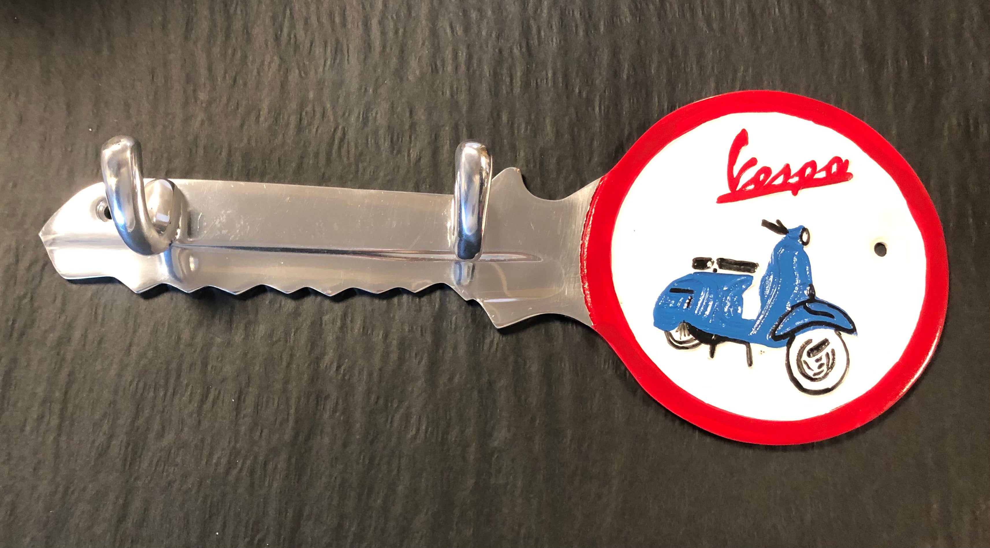 Lambretta / Vespa logo giant key aluminium hand painted coat hooks