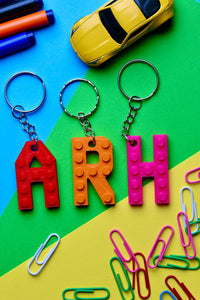Lego Compatible alphabet keyring  Choice of colours and letter Y, Z, HEART AND STAR (Free Postage)
